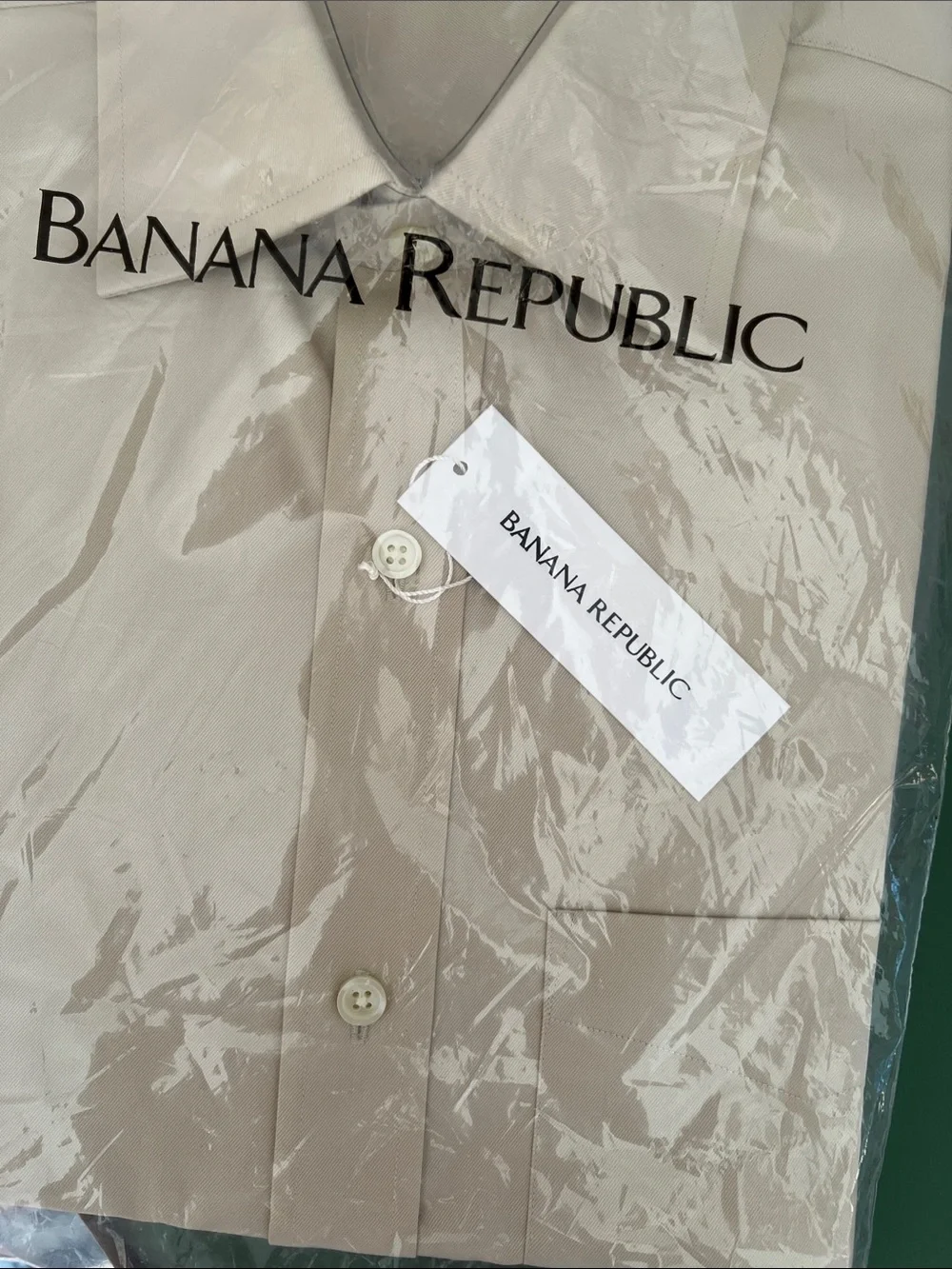 Banana Republic Men's Beige Twill Dress Shirt — Point Collar, NWT